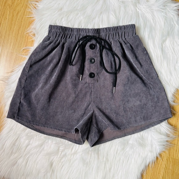 SHEIN Pants - SHEIN | Corduroy Grey Shorts Size Small